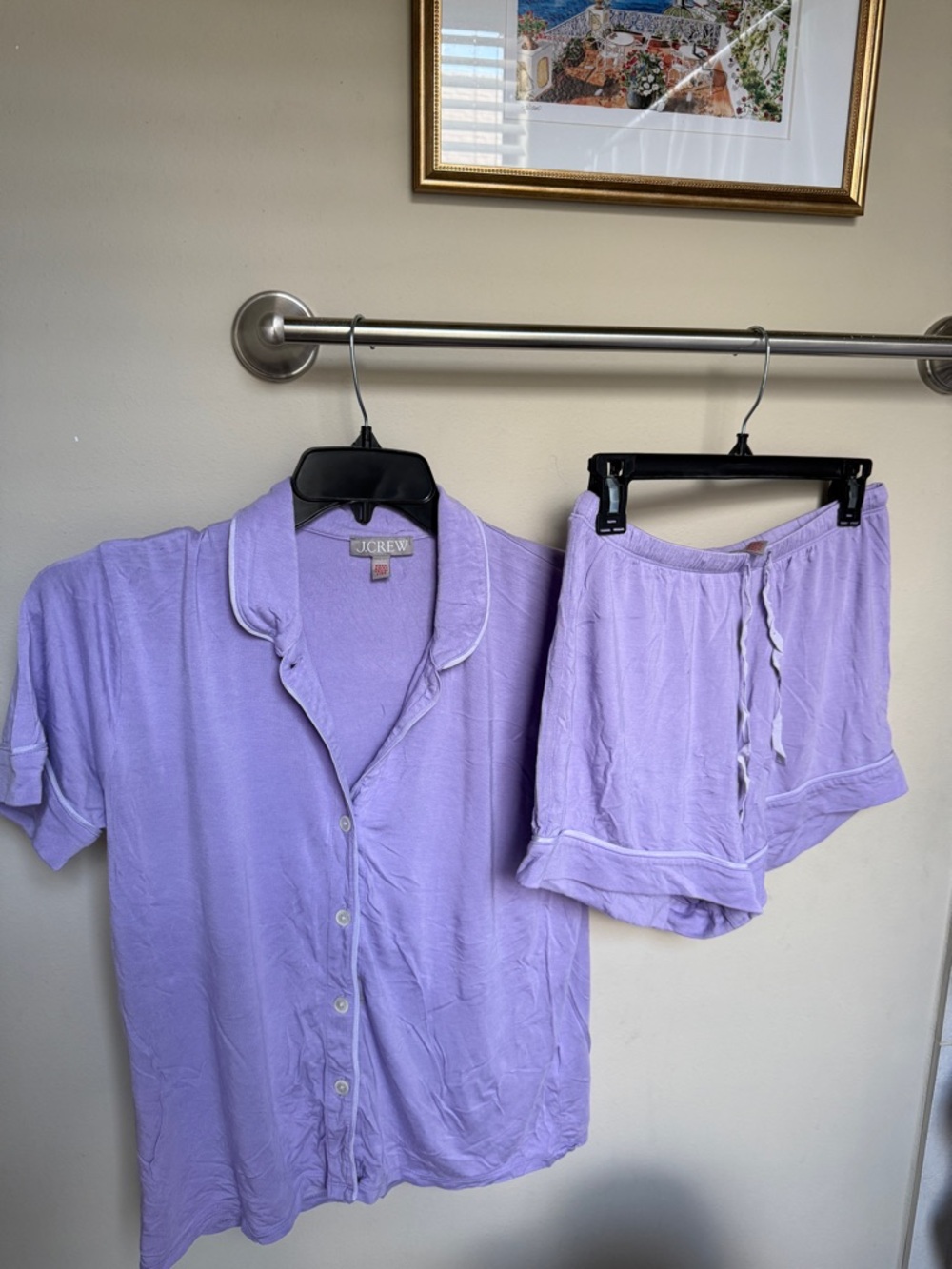 J. Crew Lavender Pajama Set - Short Sleeve Top & Shorts